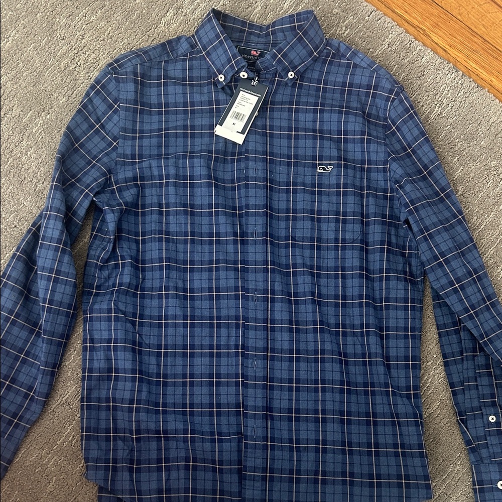Vineyard Vines Navy Blue Plaid Button-Down Shirt